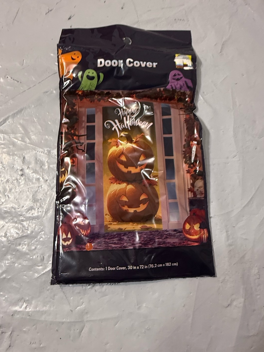 plastic Halloween Decorative Door Cover measuring 30 by 72 inches